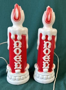 2 Vtg 1970 Empire Plastic Blow Mold Candle Sticks 13" Noel Christmas Table Top - Picture 1 of 9