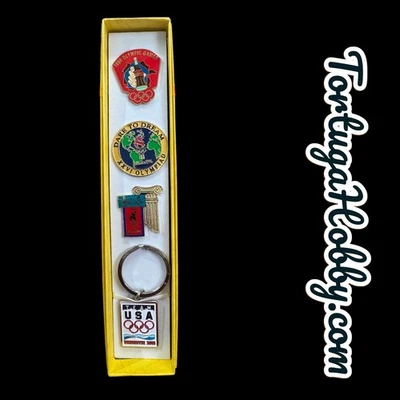 Vintage Olympic Games Misc. Pin And Keychain Set In Gift Box - Image 1 of 4