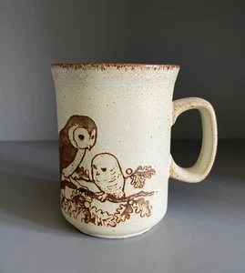 Dunoon Ceramics Scotland owl mug, reduction fired stoneware mug, c1970s-2005 - Picture 1 of 10