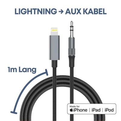 Lightning auf zu 3,5mm Klinke Audio AUX Adapter Kabel Kopfhörer HiFi Sound Apple - Bild 1 von 4