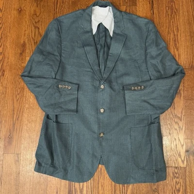 Blazer Brooks Brothers Regent Fit Angelico 100 % lino para hombre 46R verde sin estructura Foto 1 de 4