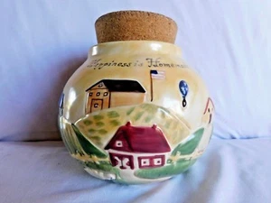 HAPPINESS IS HOMEMADE RUSS STONEWARE JAR CROCK CORK STOPPER LID ONLY!!! - Picture 1 of 3