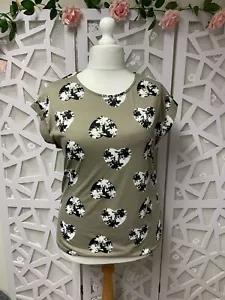 Ladies Top Size 16 Brown Heart Print Short Sleeve - Picture 1 of 1