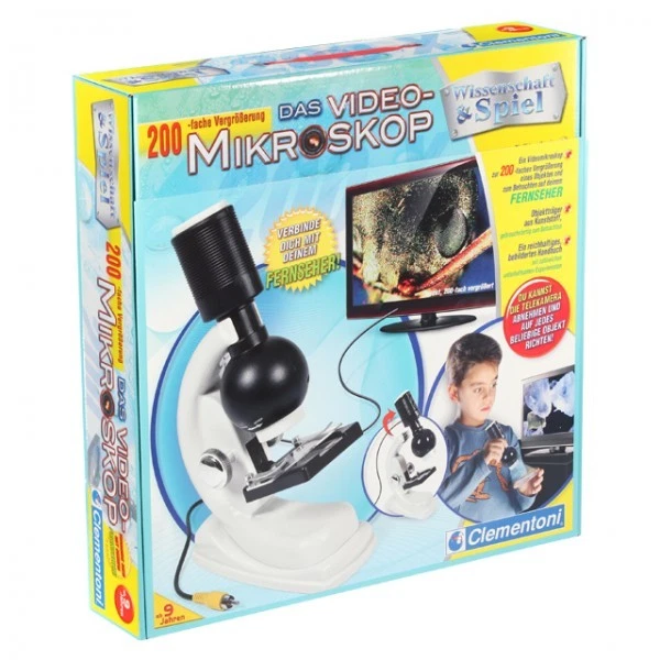 Clementoni Video Mikroskop für Kinder Kindermikroskop Mikroskopie-Set ab 9 Jahre