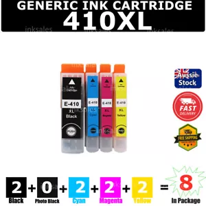 8x 410XL 410 Generic Ink Cartridge For Epson XP-530 XP-540 XP-630 XP-640 XP-900 - Picture 1 of 6