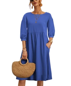 Vestido recto de bolsillo azul profundo La Mode para mujer talla XXL - Imagen 1 de 2