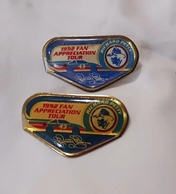 Richard Petty 1992 Fan Appreciation Tour Lot Of 2 Hat Pins NASCAR Winston Cup  - Image 1 of 2