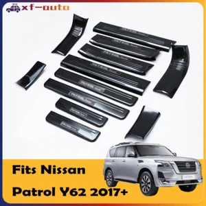 12PCS Door Sill Scuff Molding Trims Plates Fits for Nissan Patrol Y62 2017-2023 - Foto 1 di 5