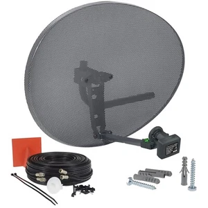 Plato satélite de 80 cm zona 2, doble LNB + kit de cable doble negro de 20 m para Sky Freesat - Imagen 1 de 11