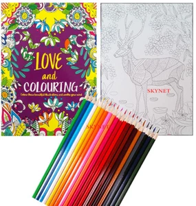 LOVE THERAPY - ADULT ADULTS COLOURING BOOK LARGE A4 - ANTI-STRESS + 20 PENCILS - Imagen 1 de 7