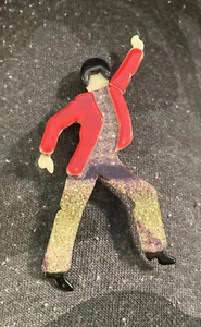 Vintage LEA STEIN LAMINATED john travolta disco dancer pin brooch - Picture 1 of 4