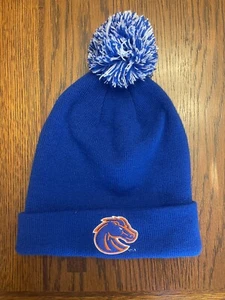 BOISE STATE BRONCOS BEANIE CUFFED POM KNIT HAT BLUE ORANGE - Picture 1 of 6