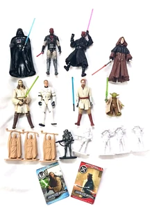 STAR WARS ACTION FIGURES 16 PC LOT DARTH VADER LUKE YODA DARTH MAUL OBI QUI - Picture 1 of 10