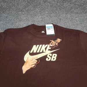 Nike Shirt Mens Medium Brown Cream Futura Long Sleeve SB Skateboard Loose Fit 76 - Picture 1 of 13