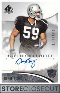 Darnell Bing 2006 SP auténtico #193 novato automático/1175 radiocontrol Oakland Raiders - Imagen 1 de 2