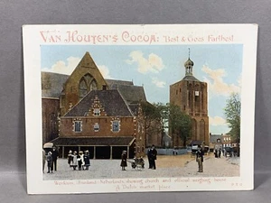 Vintage Trade Card Van Houten Cocoa Chocolate Dutch Market Place Netherlands - Picture 1 of 6