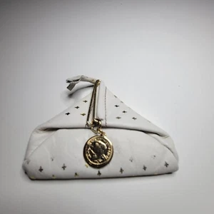 Vintage Italian Fiocchi Lecco White Leather Coin Purse with Gold Crosses - Picture 1 of 12