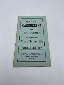 Marvel Vergaser und Wärmeregler 1930 Essex Super Sic Booklet 76 - Bild 1 von 4