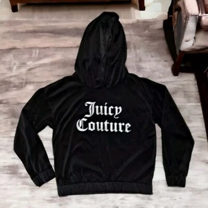 Juicy Couture Kids Hoodie Plush Velour Sweatshirt Sz Large 12/14 Spell Out Logo - Picture 1 of 4