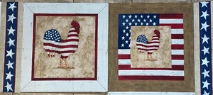 2001 Daisy Kingdom Yankee Doodle Doo Rooster Pillow Panel 1/2 yd X 44" Chicken - Picture 1 of 4