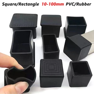 PVC Rubber End Caps Tube Pipe Blanking Cover Square Rectangle Furniture Feet Leg - Picture 1 of 48