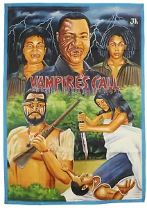 Ghana Poster African Movie Cinema Handmalerei Leinwand Mehlsack VAMPIRE CALL - Bild 1 von 3
