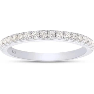 1/4 Ct Half Eternity Wedding Stackable Band Ring Lab Grown Diamond 925 Sterling - Picture 1 of 9