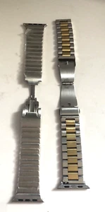 2 X SPARE APPLE GENERATION 1 WATCH STRAPS SILVER GOLD METAL ONE NEW AK89 - Picture 1 of 10