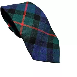 Ingles Buchan Tartan Tie 100% Pure New Wool Made In Scotland Green Blue Plaid - Picture 1 of 6