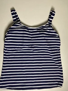 Tankini Lands End taglia 6 nuovo senza etichette coppe morbide blu navy righe bianche - Foto 1 di 5