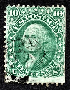 US 1861 10¢ Green Washington Stamp #68 Used CV $55 - Picture 1 of 2