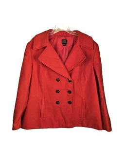 Simply Styled Coat True Red Womens 2X Peacoat Double Breasted Jacket New Sears - Picture 1 of 8