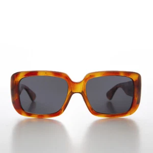 Tortoise 90s Large Rectangle Mod Bold Sunglasses - Tex - Picture 1 of 3