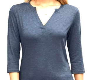 Camiseta suelta Ticticmimi para mujer XL azul cuello en V manga 3/4 R2 - Imagen 1 de 3