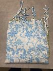 Pottery Barn Teen Blue Floral Tie Top Drapes 3 Curtains 40”x 84” Bead Trim READ