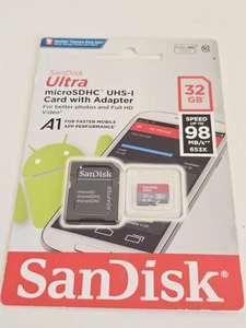 SanDisk Ultra Micro SD Memory Card 32GB Micro SDHC UHS-I With Adaptor  - Picture 1 of 3