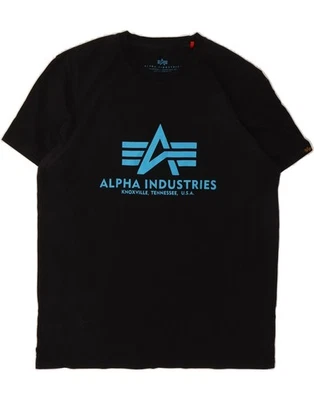 ALPHA INDUSTRIES Mens Graphic T-Shirt Top Medium Black Cotton DS18 - Image 1 of 3