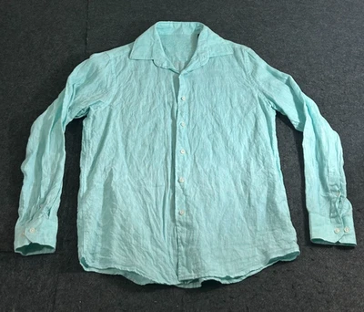 Tasso Elba 100% Linen Men's Small 14-14 1/2 Green Long Sleeve Button-Down Shirt - Image 1 of 4