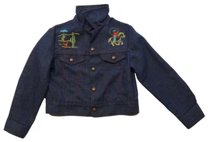 Montgomery Ward Niños 4-5 M Denim Camionero Chaqueta Western Bordada Años 70 De Colección A Presión - Imagen 1 de 18