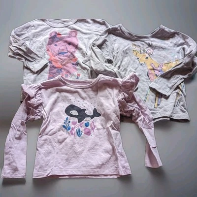 Lote de 3 Camisas Niñas Tea Collection 24 M 2 Años Manga Larga Animal Gráfico Foto 1 de 4