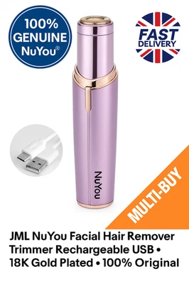 JML NuYou Facial Hair Remover Trimmer Rechargeable USB – 18K Gold Plated – 100% - Image 1 of 3