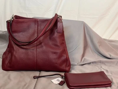 Coach Phoebe Leather Hobo Shoulder Bag & Double Zip Wallet Burgundy ($545) - Image 1 of 4