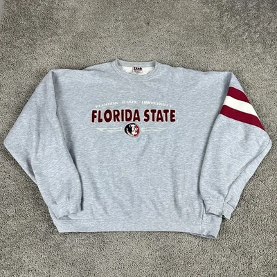 FSU Seminoles Sweatshirt Mens XXL 2XL Gray Red Embroidered Crewneck Pullover - Image 1 of 4