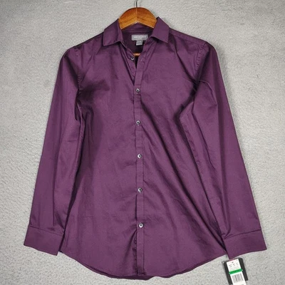 Camisa de vestir Van Heusen para niños L (14/16) púrpura manga larga abotonada clásica nueva con etiquetas Foto 1 de 4