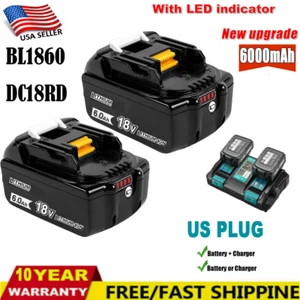 2X For Makita 18V 9.0Ah BL1860 LXT Lithium ion Battery / Charger BL1830 BL1850 - Picture 1 of 11