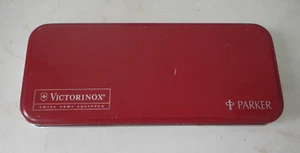 New PARKER Ballpoint Pen+VICTORINOX Swiss Army Knife (Black) in Red Tin Box Set - Picture 1 of 4