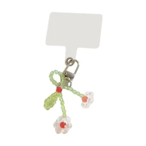 Green Beaded Phone Lanyard Cute Bowknot Flower Phone Chain Bead Phone Pendant - Zdjęcie 1 z 8
