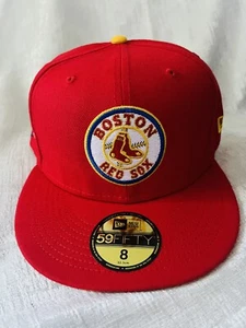 New Era Boston Red Sox World Series Patch Yellow UV 59Fifty 5950 8 Hat Cap NEW - Picture 1 of 6