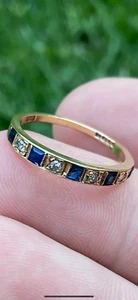 18ct gold Vintage sapphire and diamond ring - Picture 1 of 6