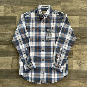 NWOT Duluth Trading Free Swingin Flannel Shirt Men’s SMALL Trim Blue White 64507 - Picture 1 of 12